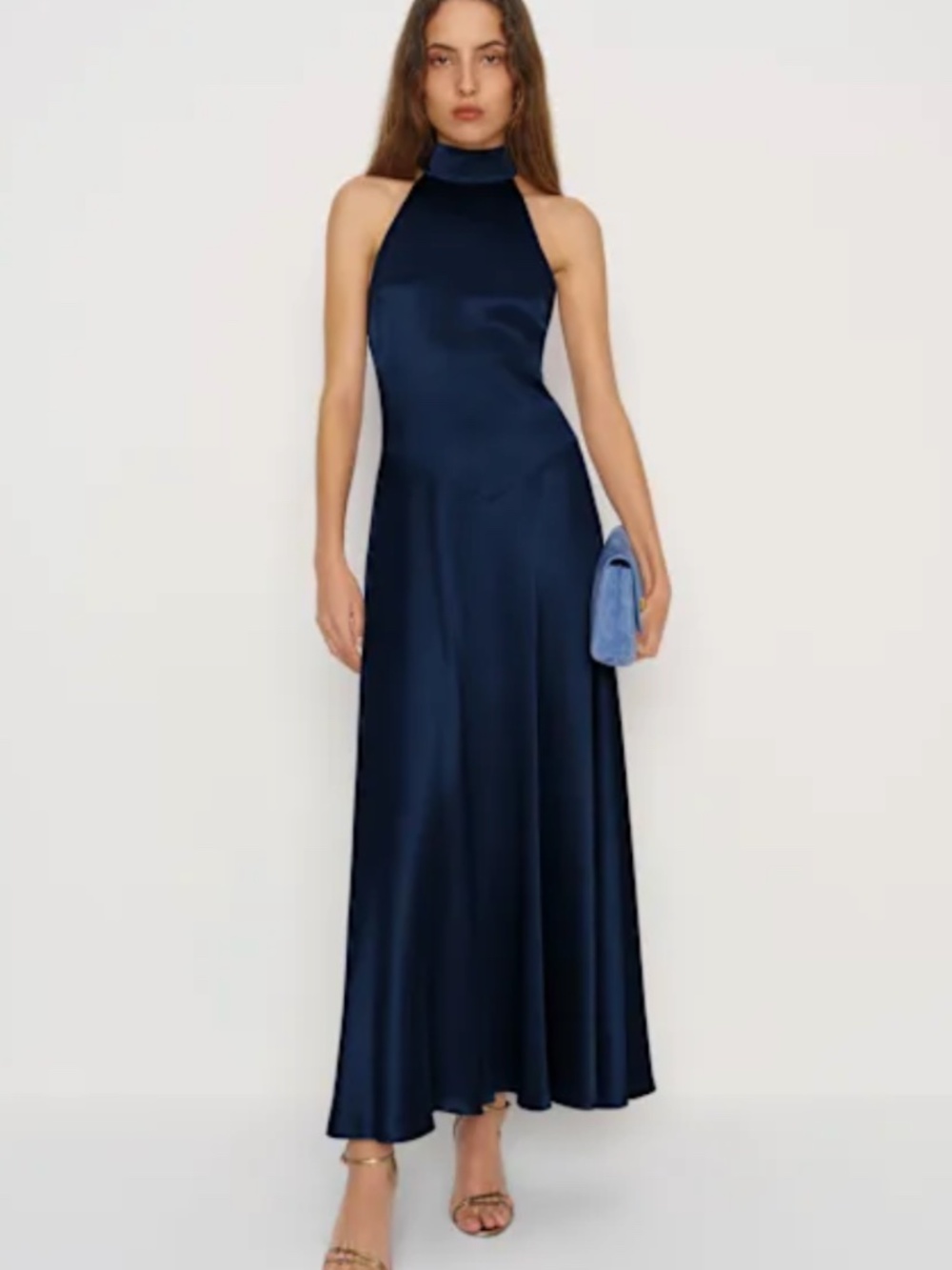 Katelyn Silk Dress Blue - Reformation